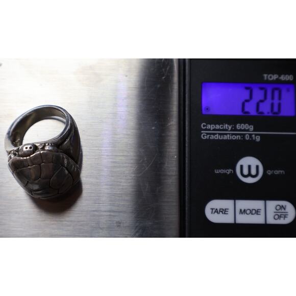 Kieselstein Large Barry Cord Sterling Silver Turtle Ring 22G/Sz 7 - Picture 8 of 8